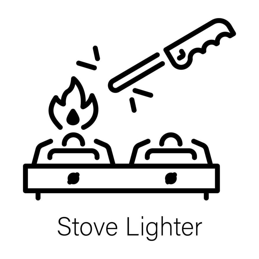 An outline icon of stove lighter vector