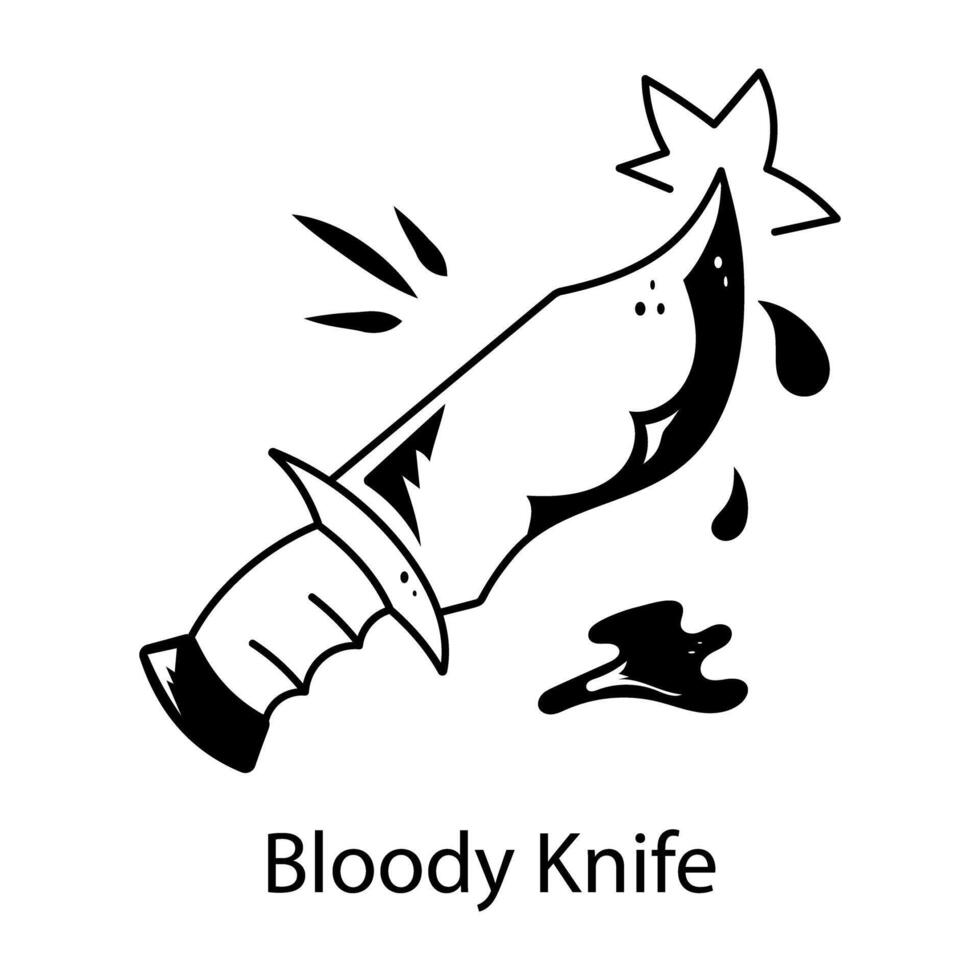 A hand drawn style icon of bloody knife vector