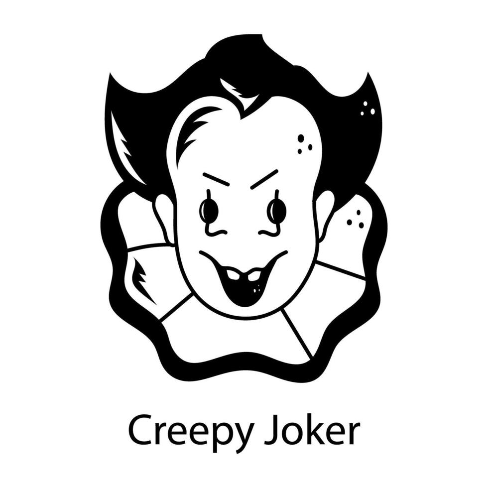 A creepy joker sketchy style icon vector