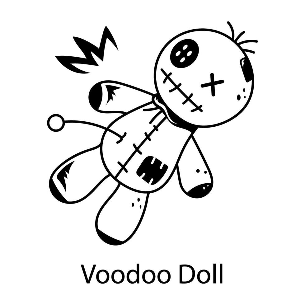 A voodoo doll hand drawn style icon vector