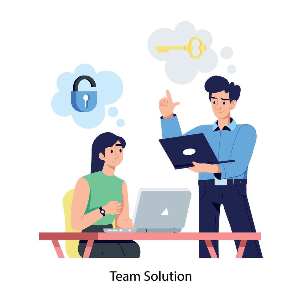 A flat style illustration of team solution vector