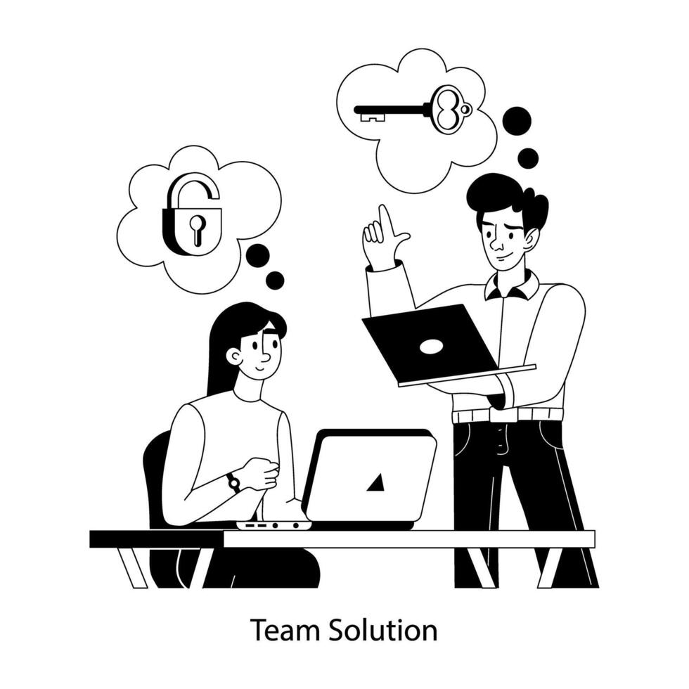 A flat style illustration of team solution vector