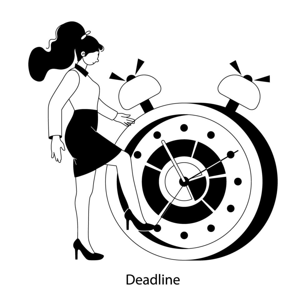 Character based flat illustration of deadline vector