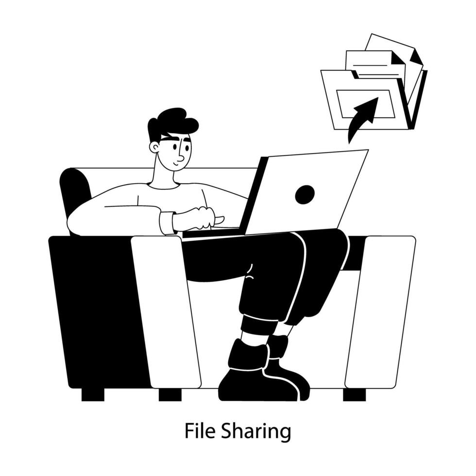 A flat style illustration of file sharing online vector