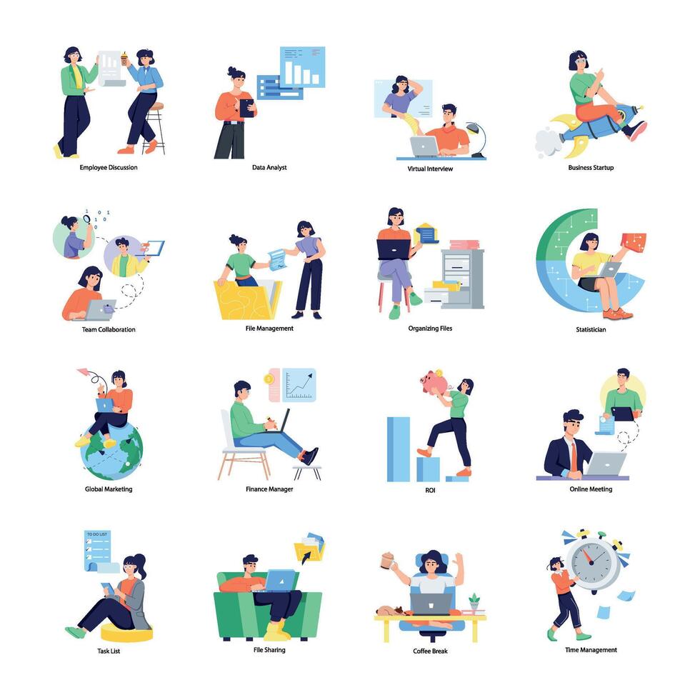 A flat style illustration of team solution vector
