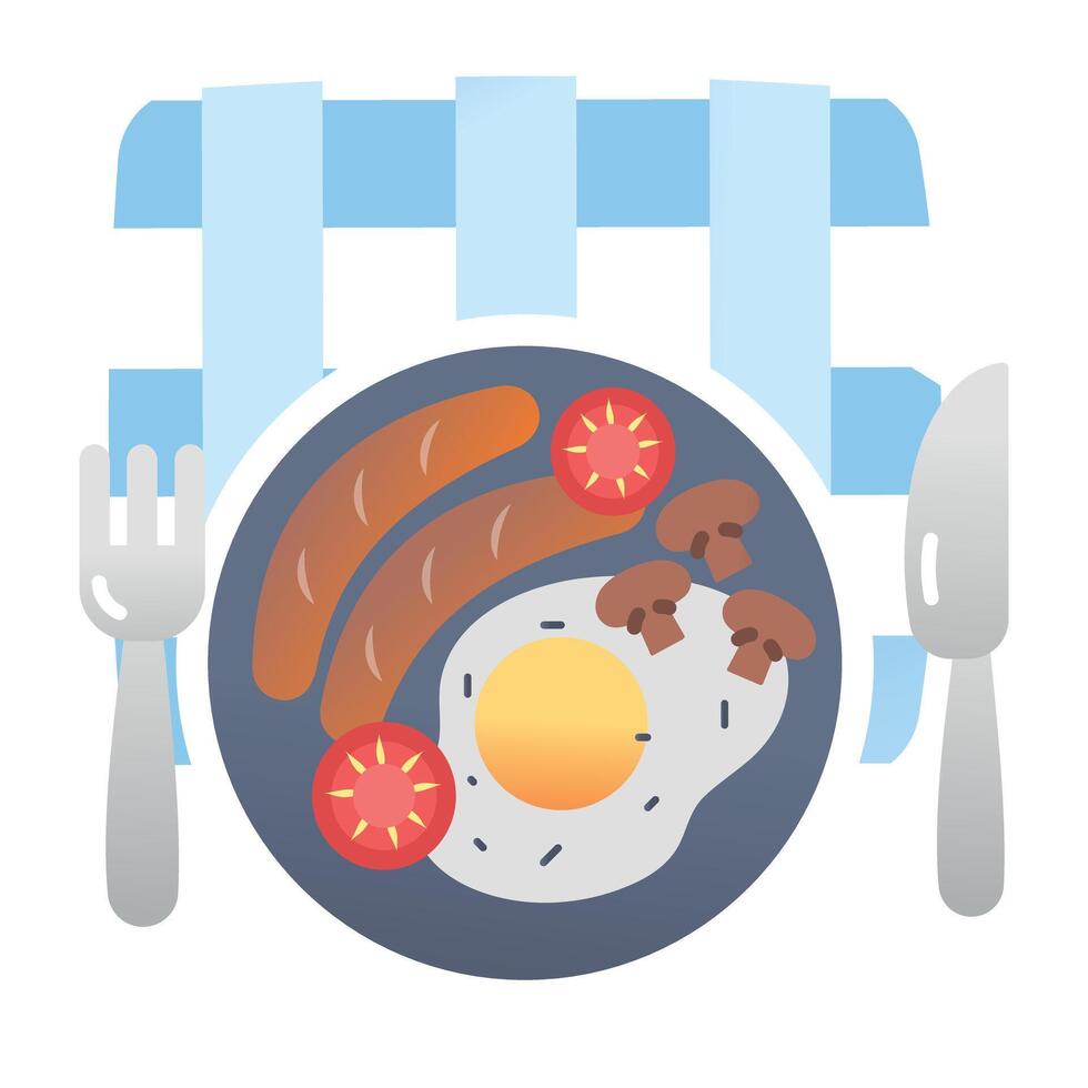 A flat style icon of late breakfast serving vector