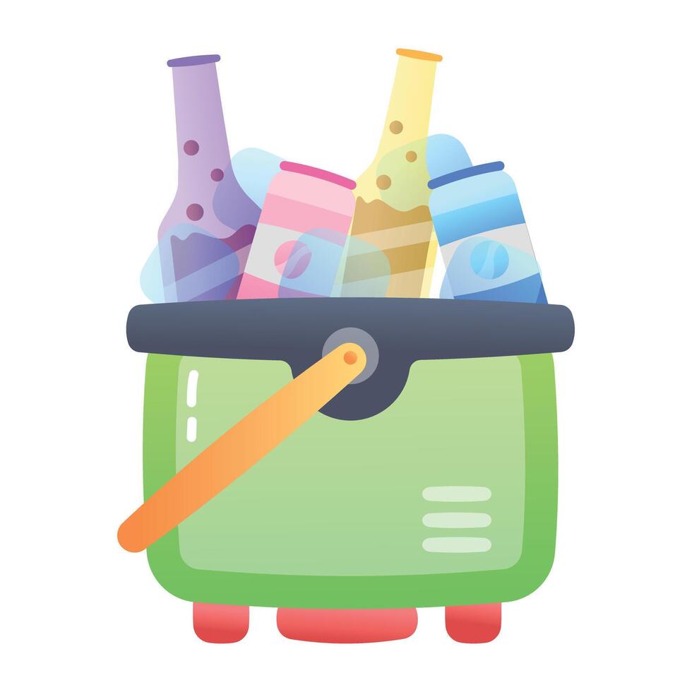 A flat icon of portable drink cooler vector