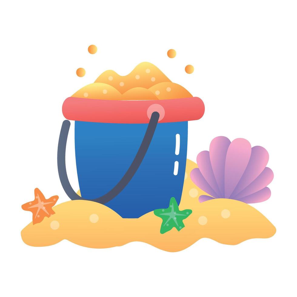 An icon of sand bucket in flat style vector