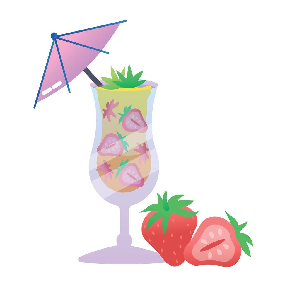 An icon of strawberry drink in flat style vector