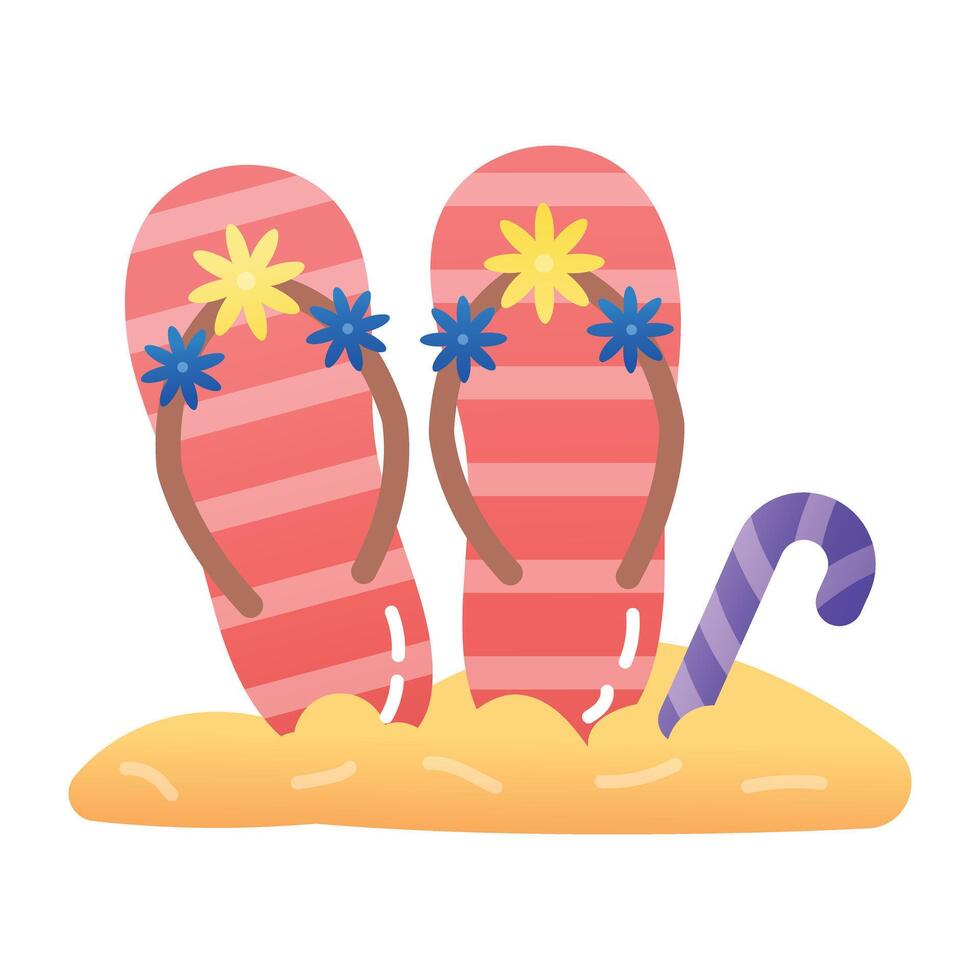 An icon of flip flops in flat style vector