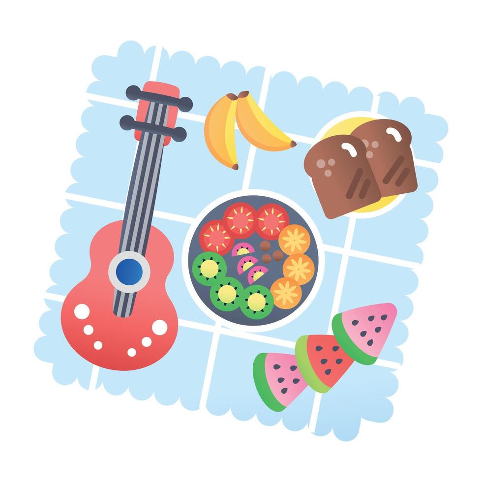 A flat style icon of outdoor picnic food vector