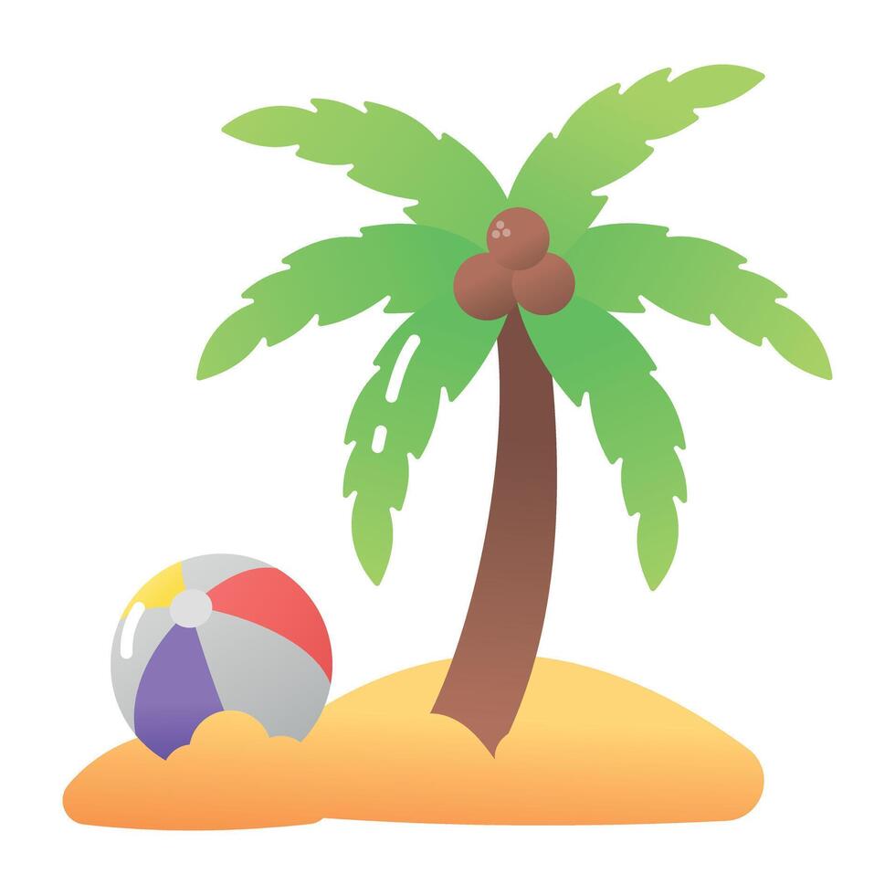 A flat style icon of beach vector