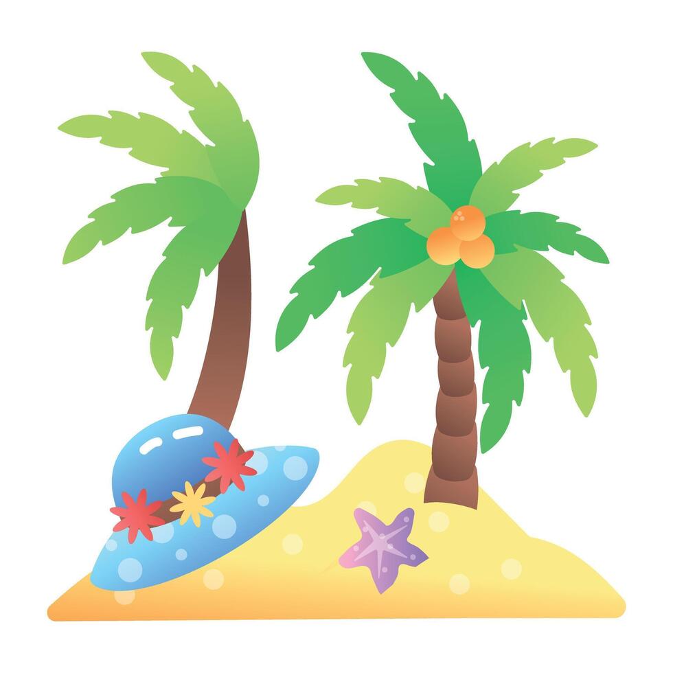 An icon of beach trees in flat style vector