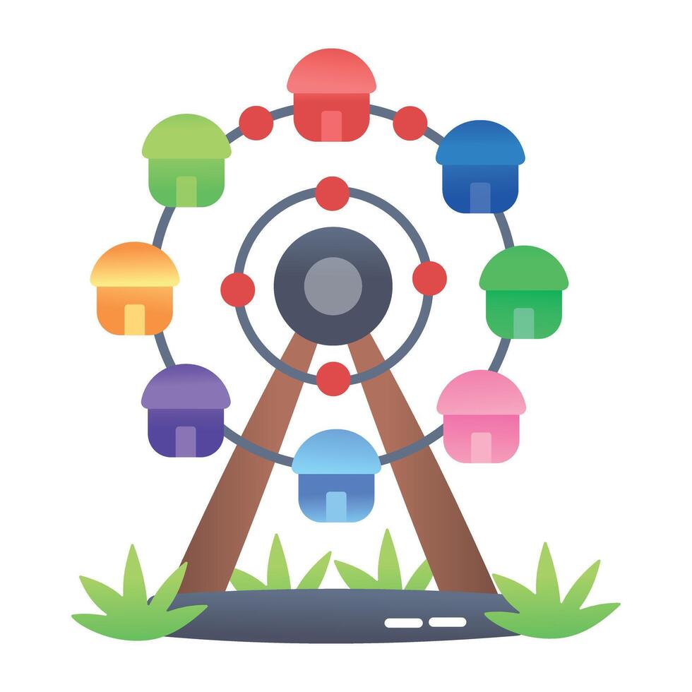 An icon of ferris wheel in flat style vector