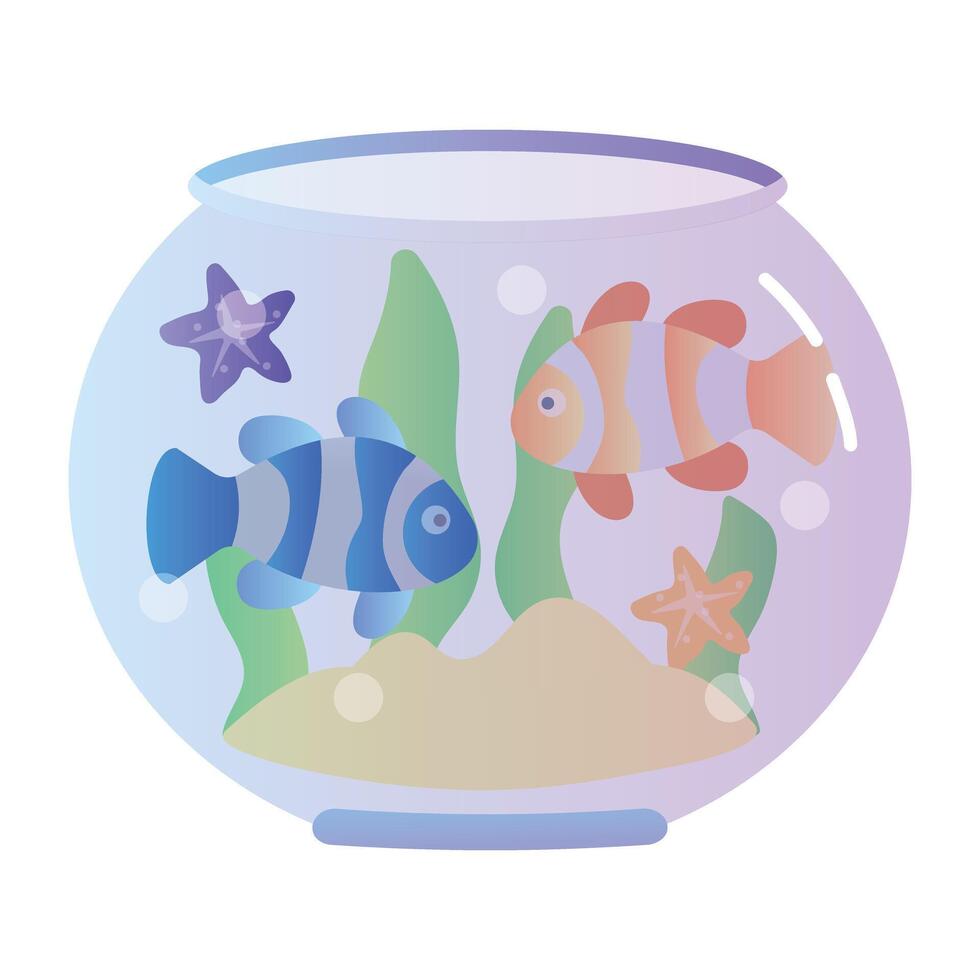 A flat style icon of fishbowl vector