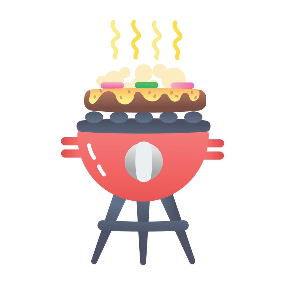 A flat icon of outdoor cooking grill vector