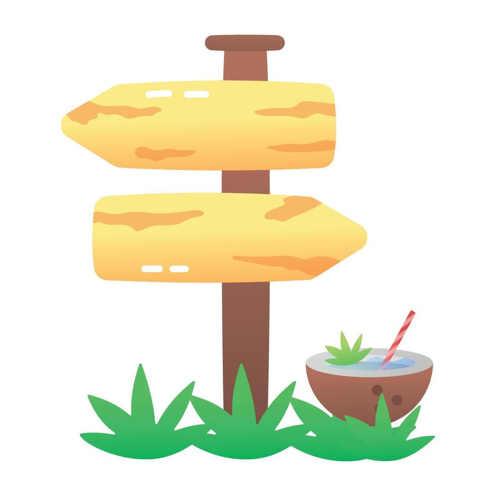 A flat style icon of wooden direction board vector