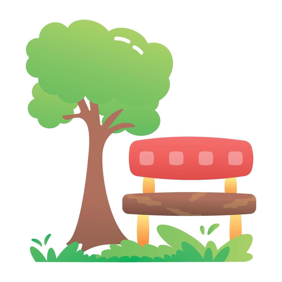 An icon of park bench in flat style vector