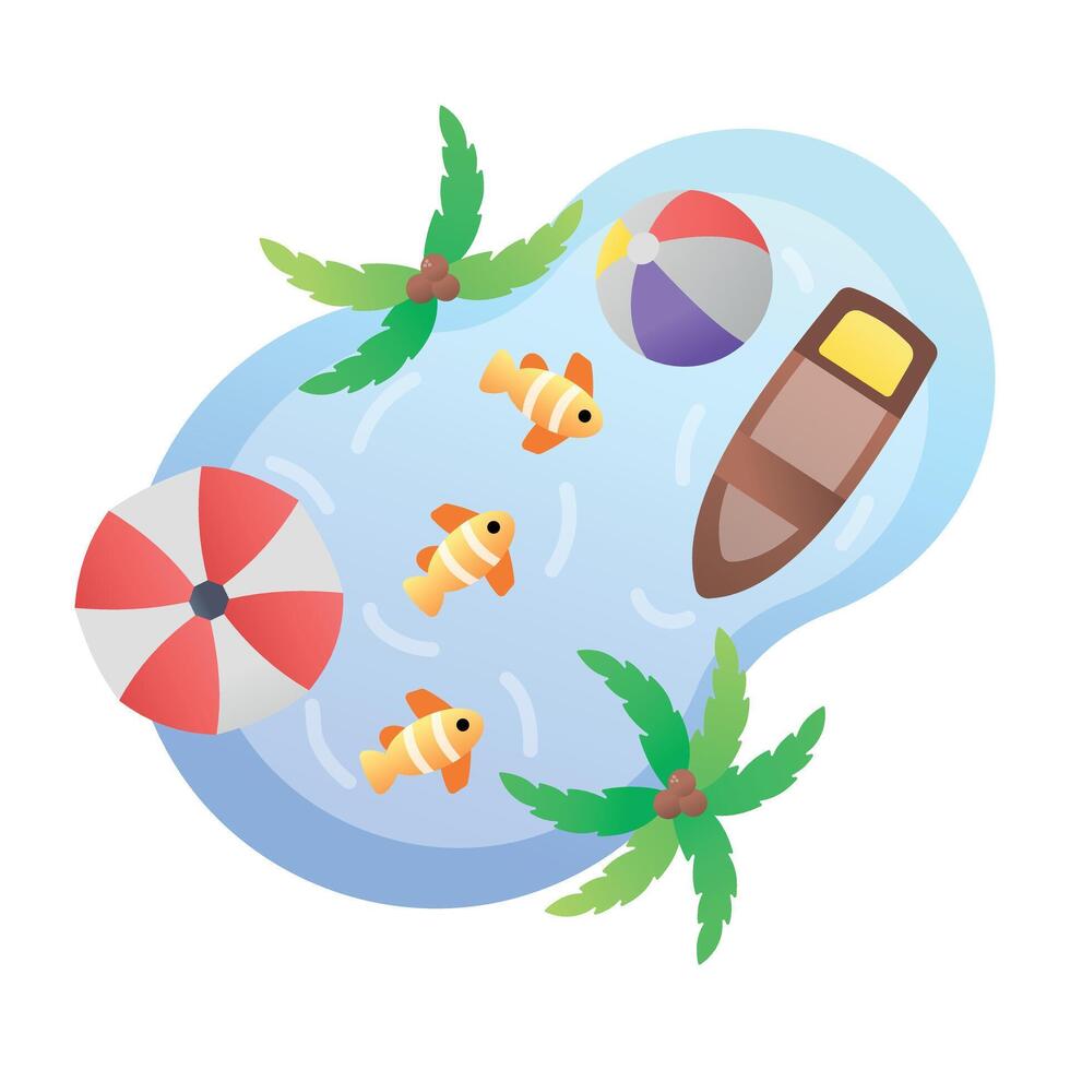 A flat style icon showing luxury hotel pool vector