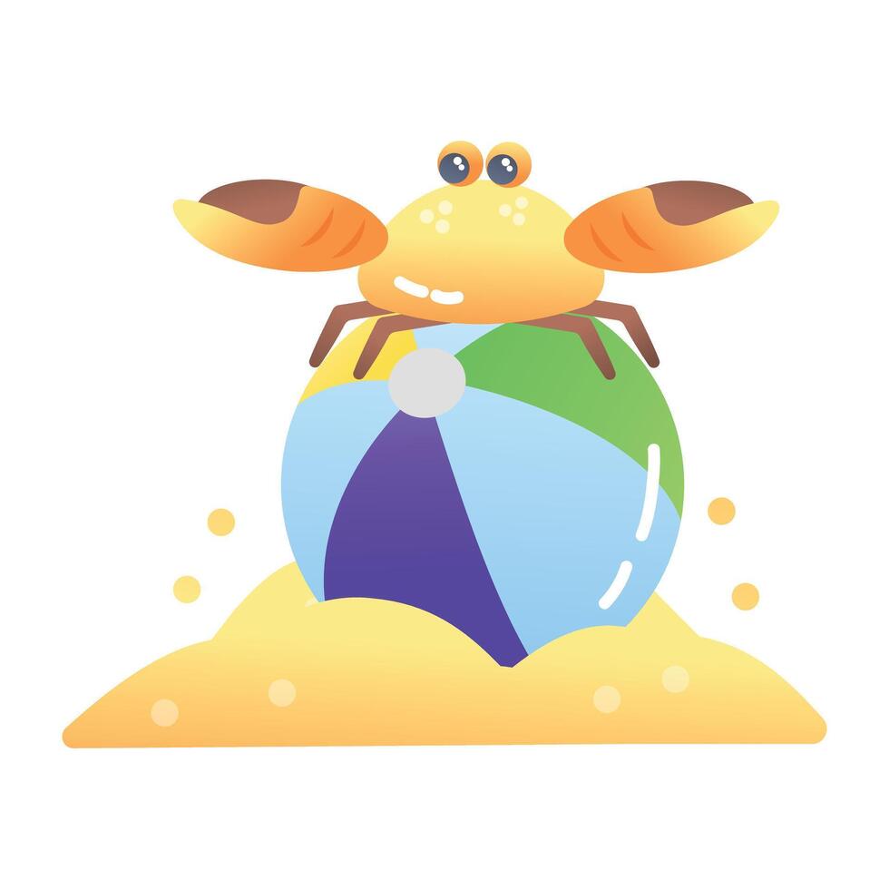 A flat style icon of beach crab on a ball vector