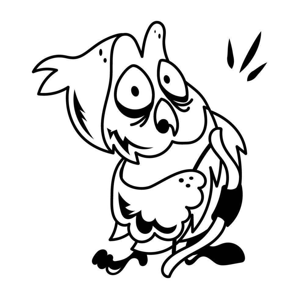 Doodle style cartoon of wisdom bird vector
