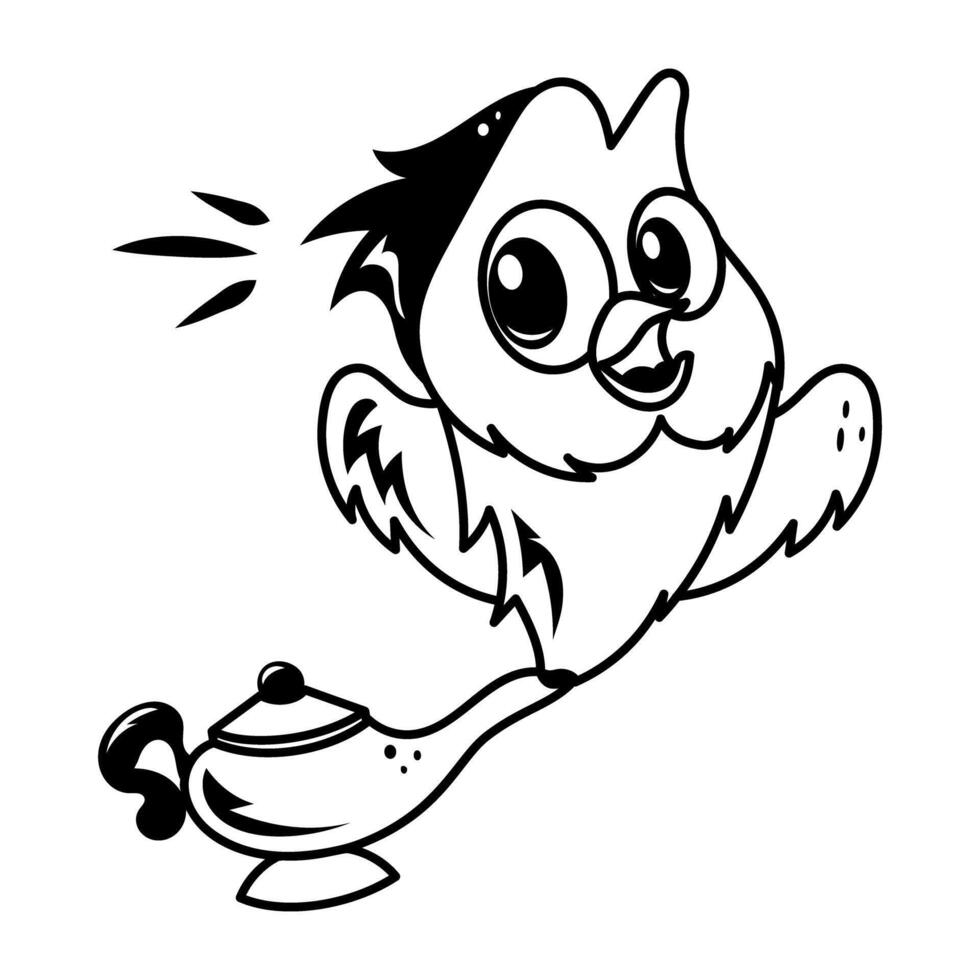 Doodle style cartoon of wisdom bird vector