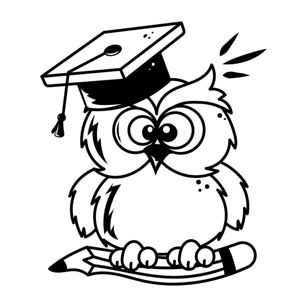 Doodle style cartoon of wisdom bird vector