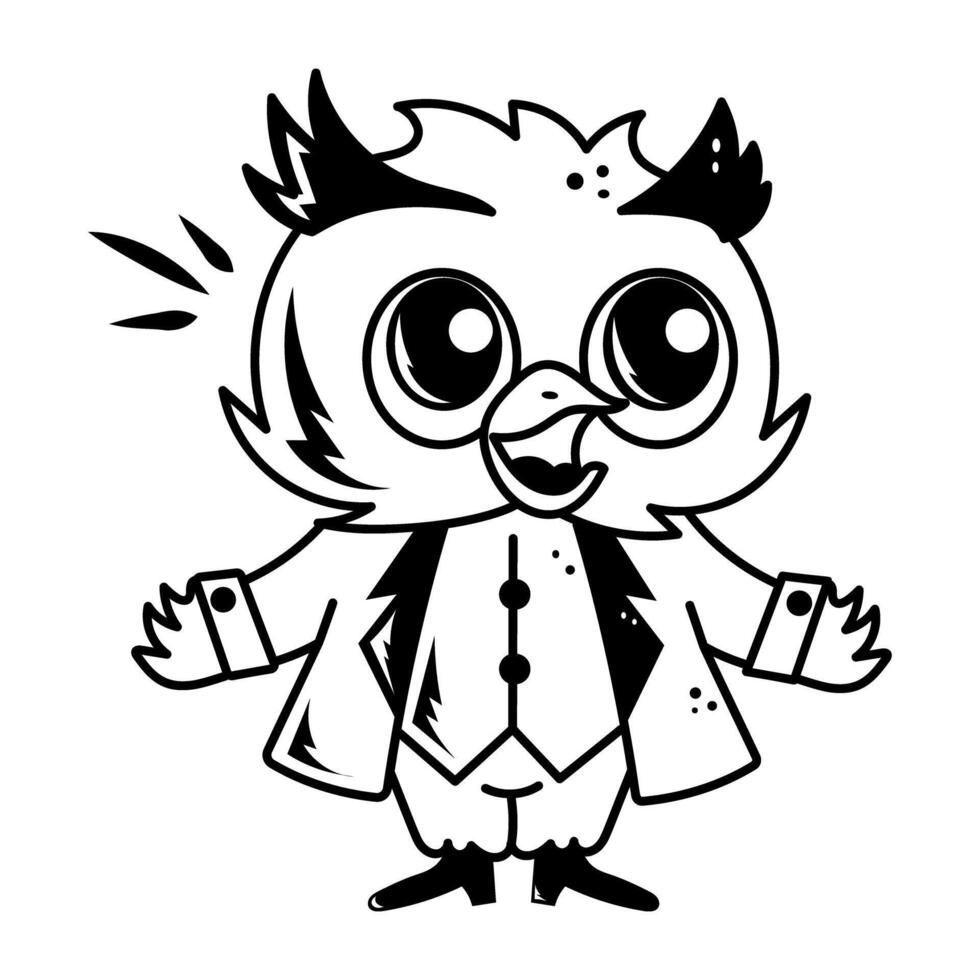 Doodle style cartoon of wisdom bird vector