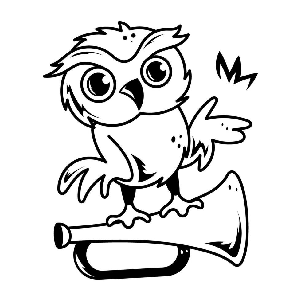 Doodle style cartoon of wisdom bird vector
