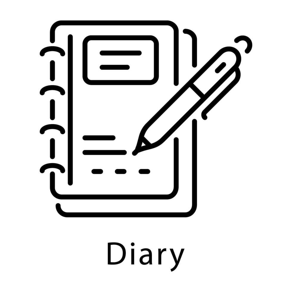 A linear style icon of diary vector