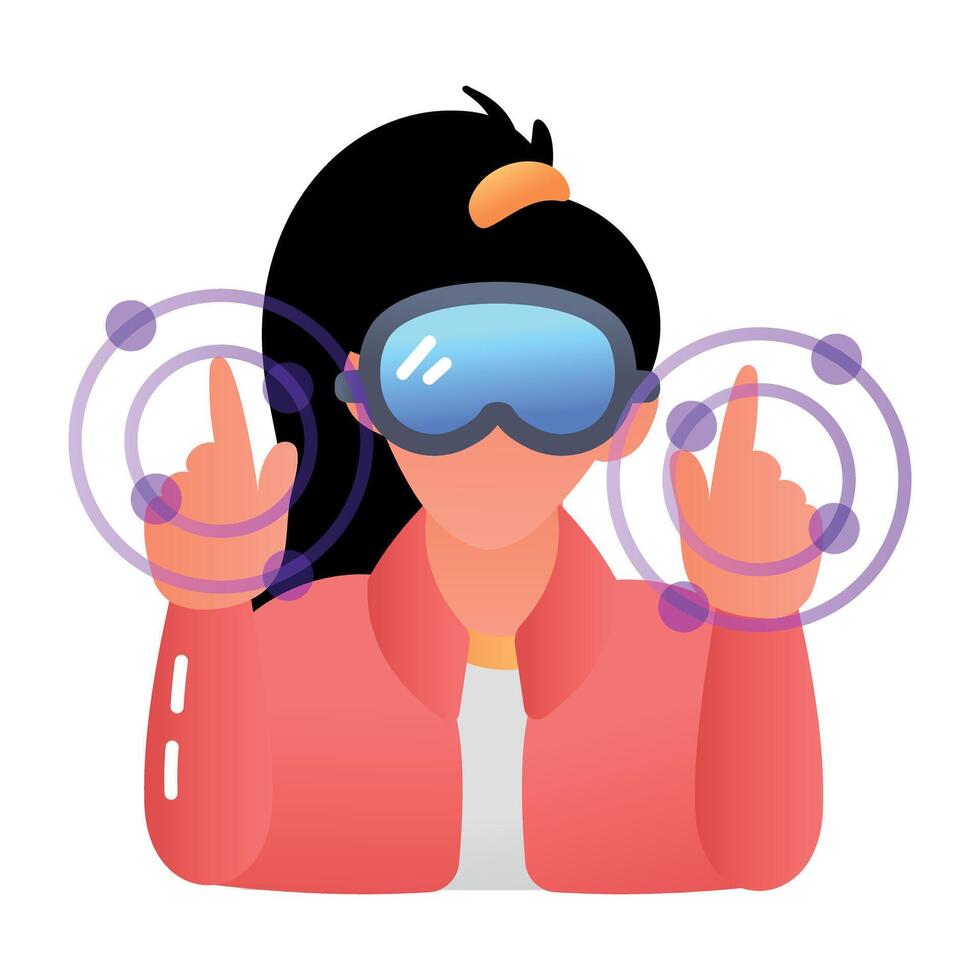 Person wearing a headset denoting vr interaction flat icon vector