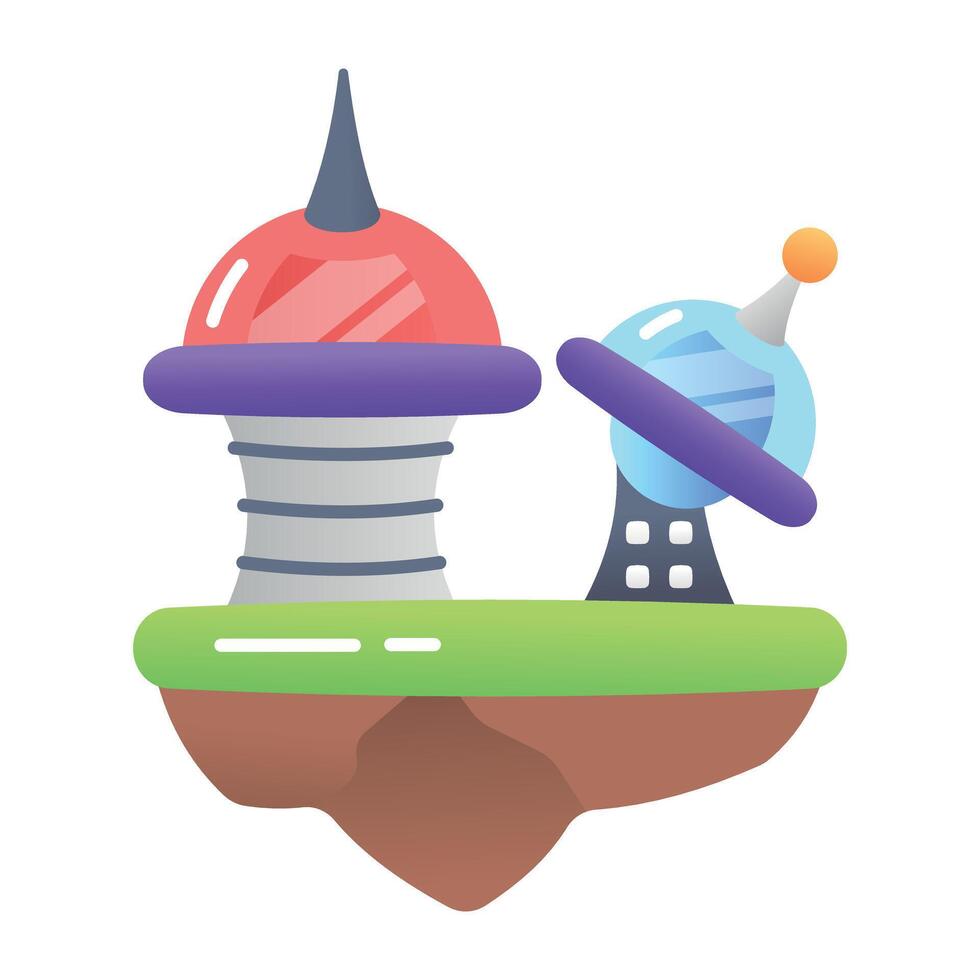 A flat style icon of metaverse city vector
