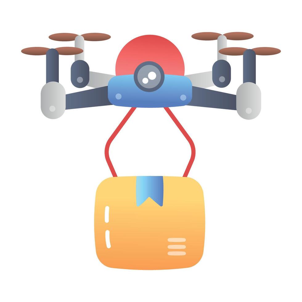 Drone delivery icon in flat style vector