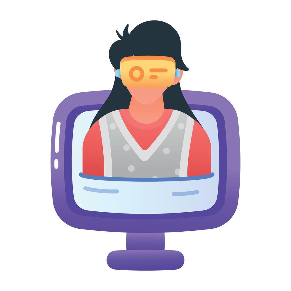 A flat style icon of virtual reality vector