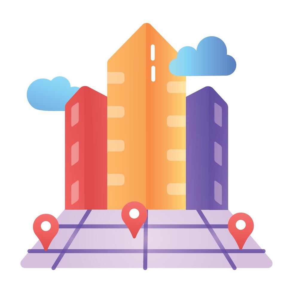 An icon of metaverse building location in flat style vector