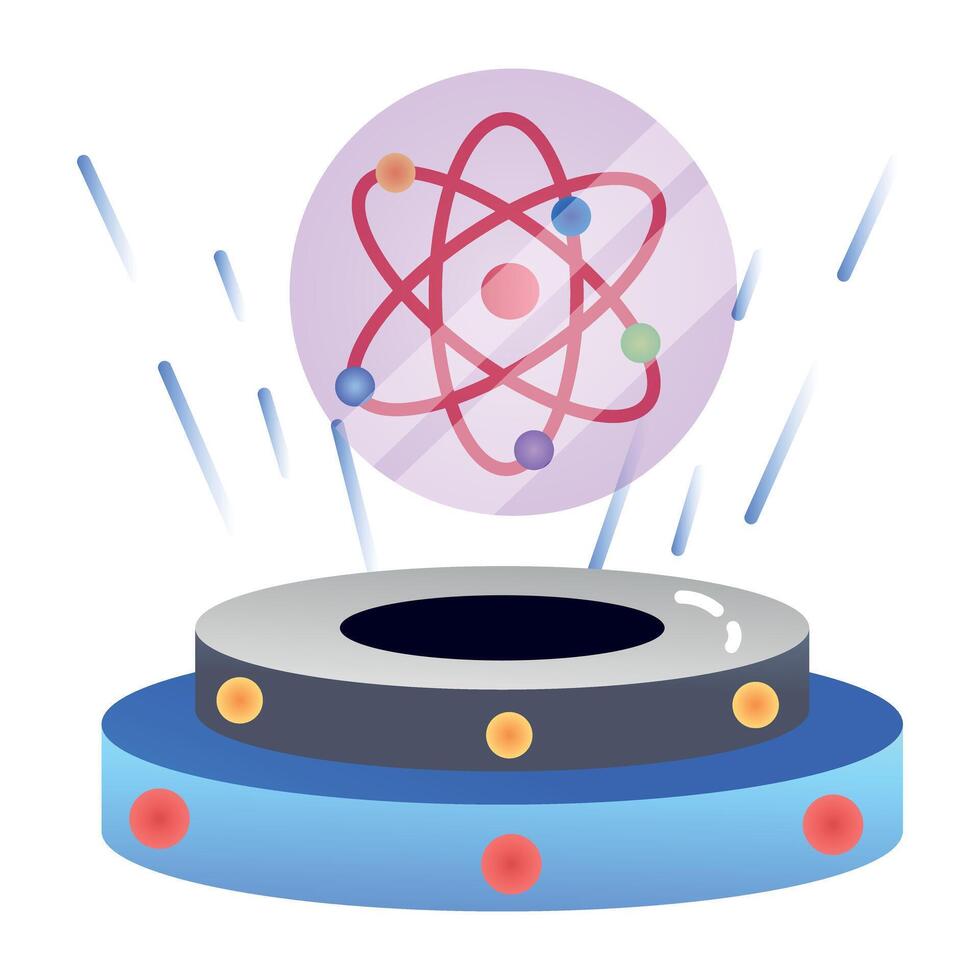 A flat icon of atom hologram vector