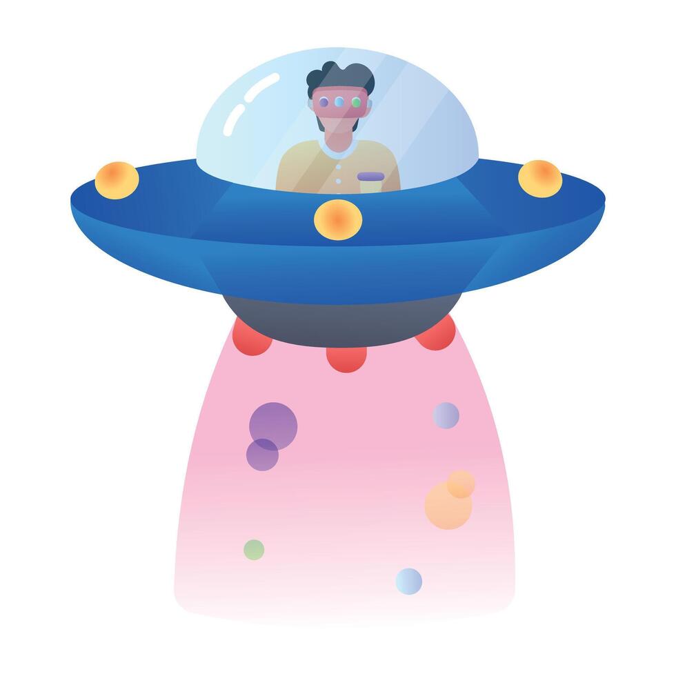 A flat style icon of spacecraft travel vector