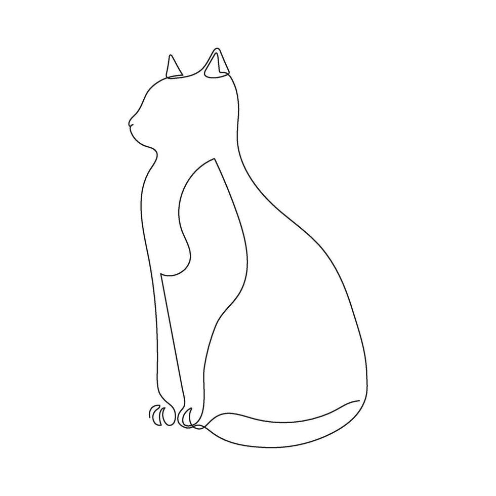 Cat sitting, one continuous line drawing. Simple minimalist abstract animal. Hand drawn silhouette of pet cat. outline illustration vector
