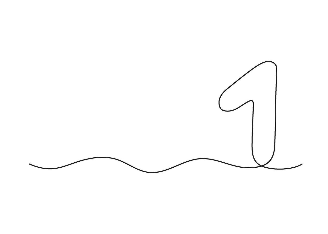 Number one, continuous one line drawing. Black hand drawn single minimalist line isolated number. line figure background vector