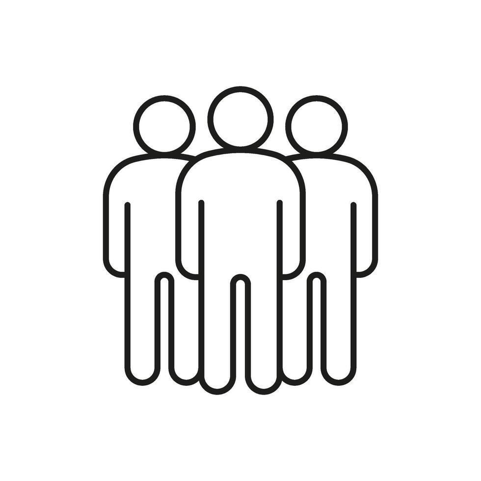Group of people, line icon. Teamwork, crowd of person. Business communication, leader and employee connection illustration vector