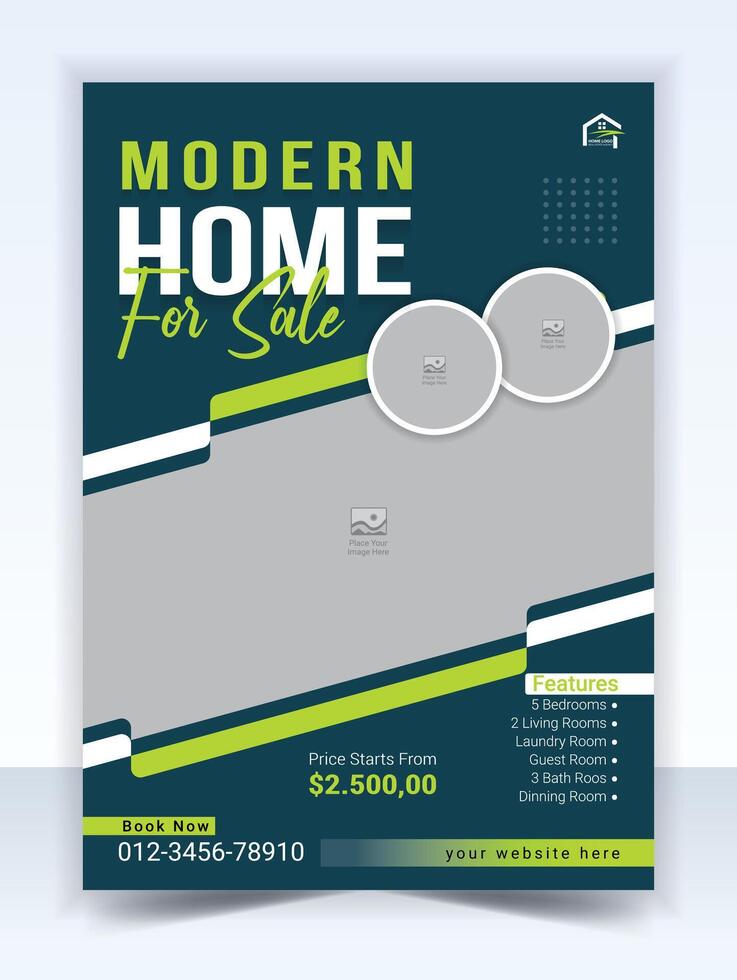 Real estate flyer template design and property flyer or home sale flyer layout design vector