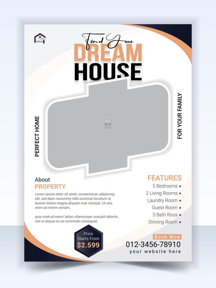 Real estate flyer template design and property flyer or home sale flyer layout design vector