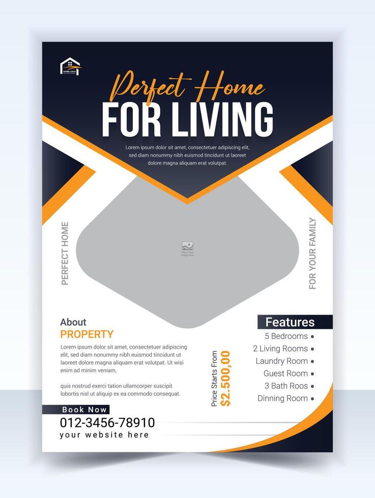 Real estate flyer template design and property flyer or home sale flyer layout design vector