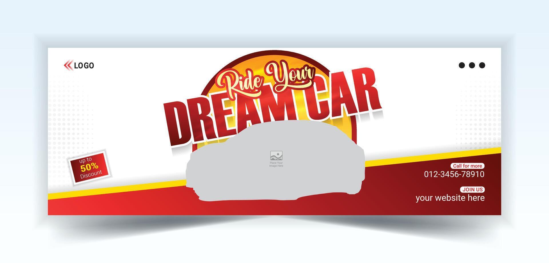Automotive social media and Facebook cover banner template, Luxury car rent social media banner template vector