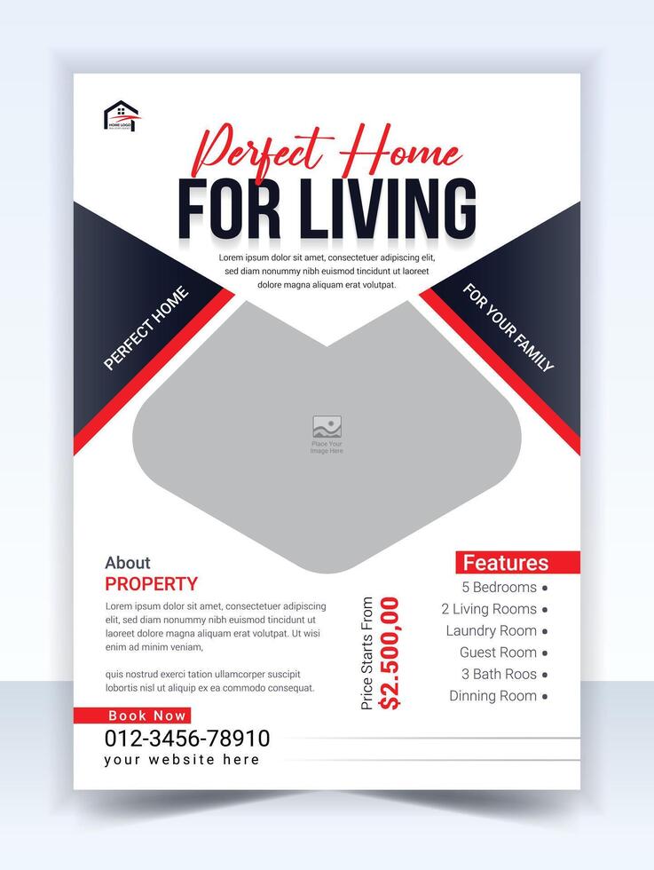 Real estate flyer template design and property flyer or home sale flyer layout design vector