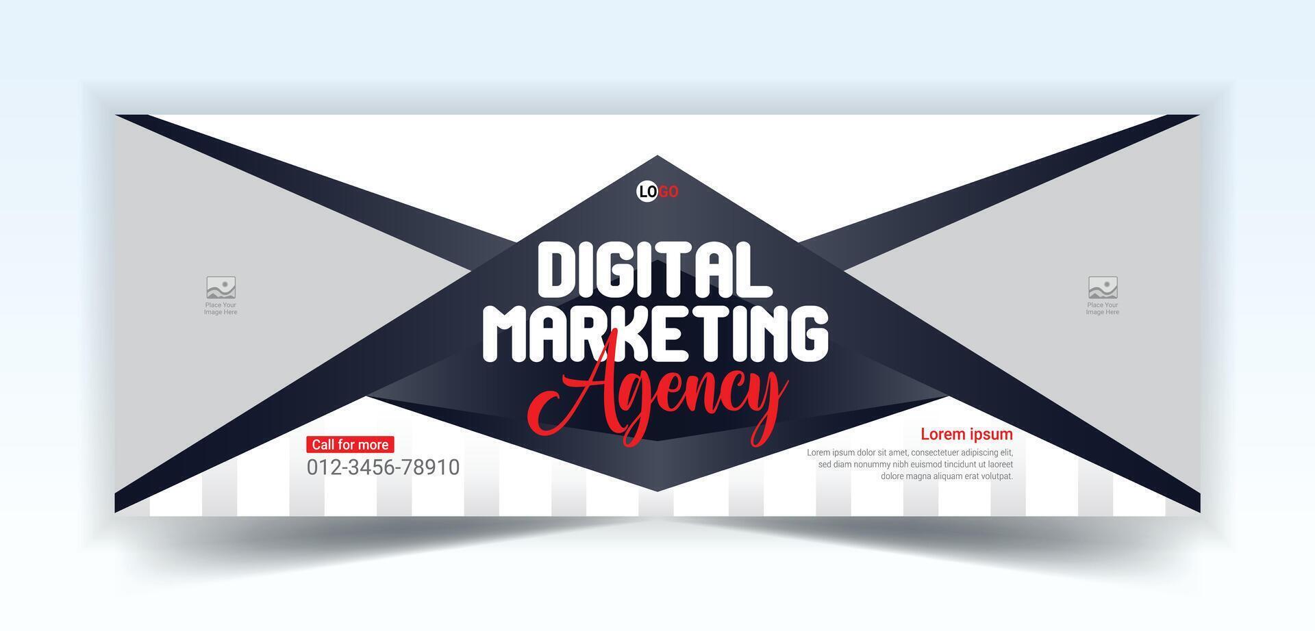 Digital marketing social media cover web banner template vector