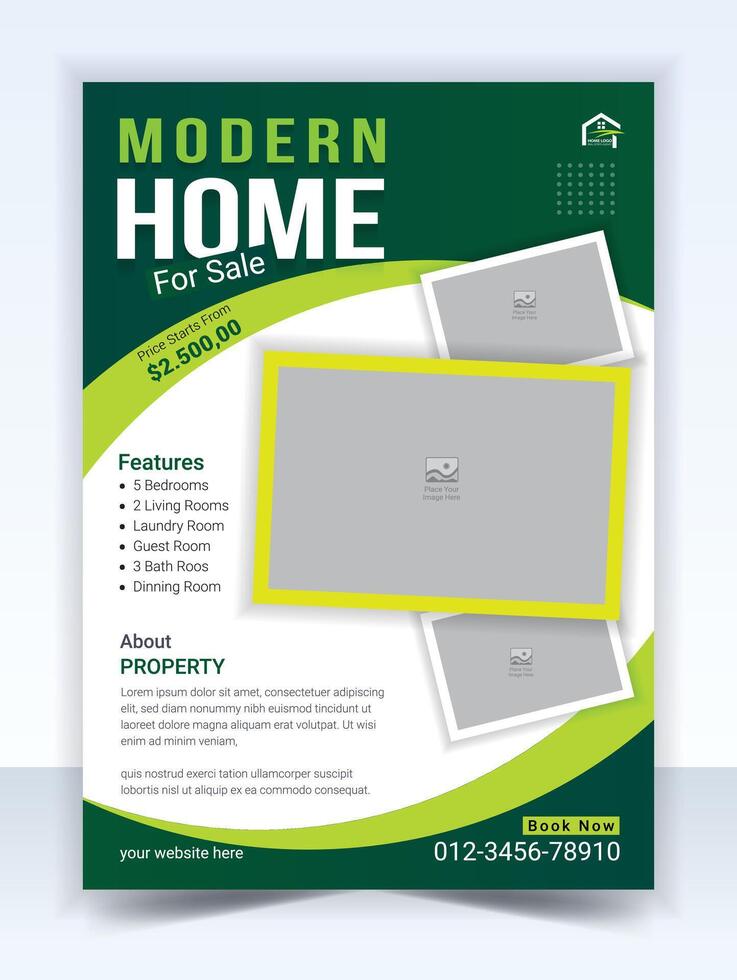 Real estate flyer template design and property flyer or home sale flyer layout design vector