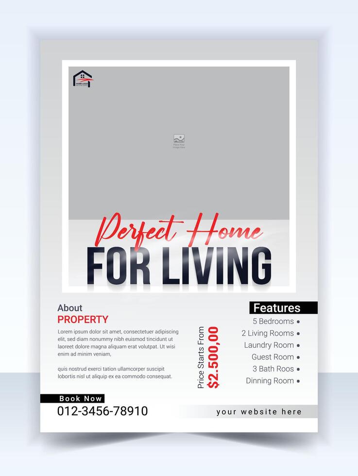 Real estate flyer template design and property flyer or home sale flyer layout design vector
