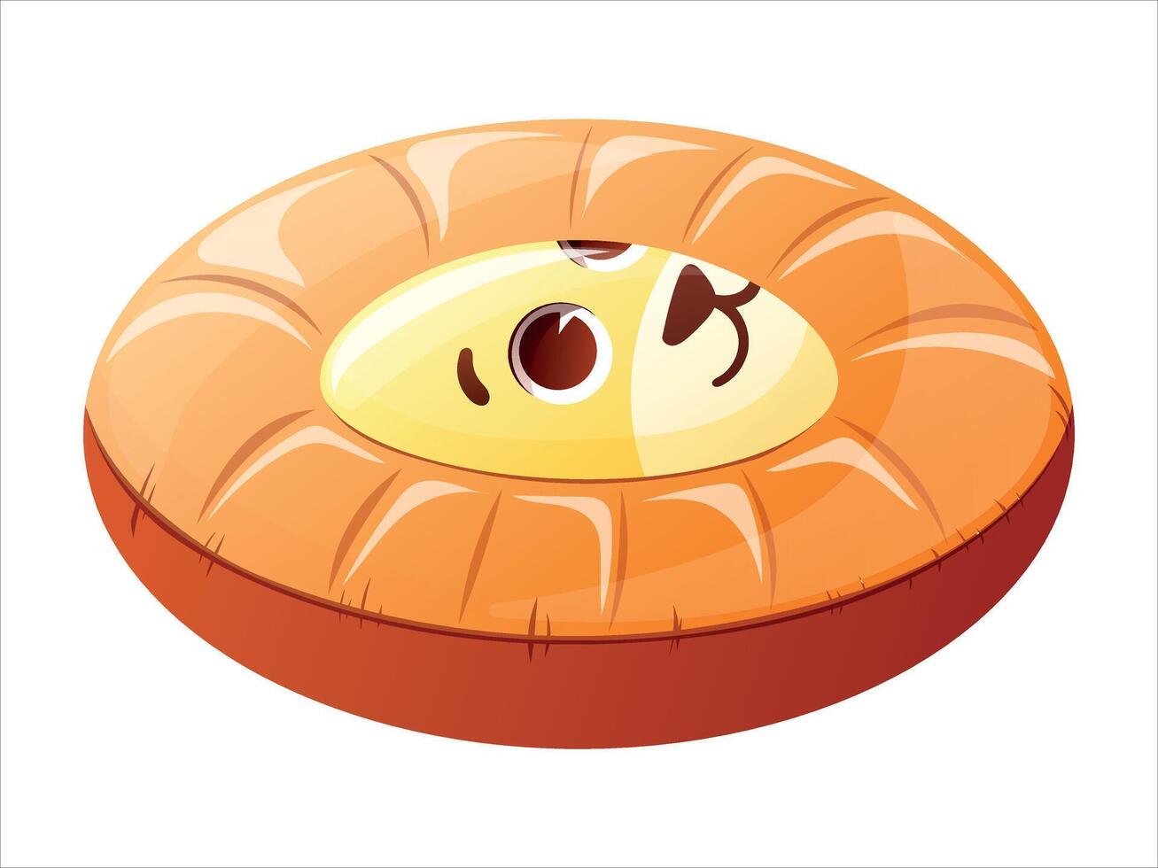 isolated cartoon children's inflatable swimming ring in the shape of a funny lion. vector
