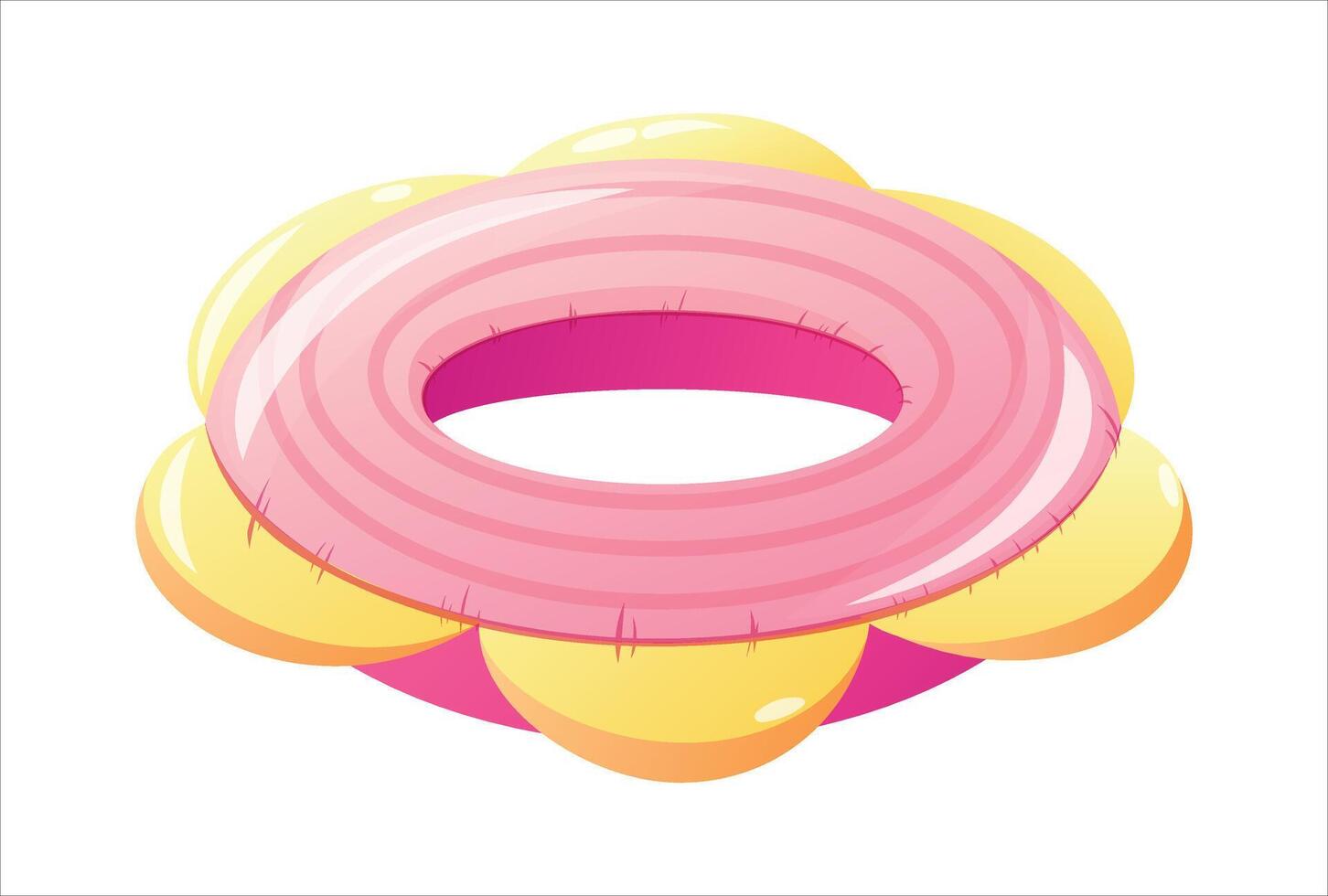 isolated cartoon pink inflatable ring for swimming. vector
